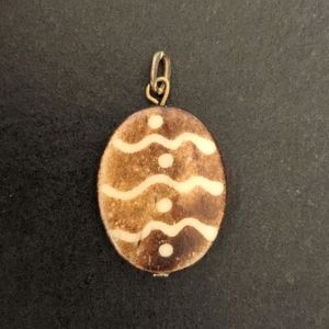 Vintage Earth tone ethnic traditional tribal pendant, natural bone